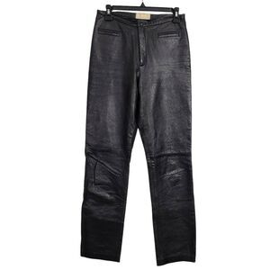 Vtg 80s Cache Black Lamb Leather Pants Sz S High Waisted 31"‎ Inseam *Flaws*